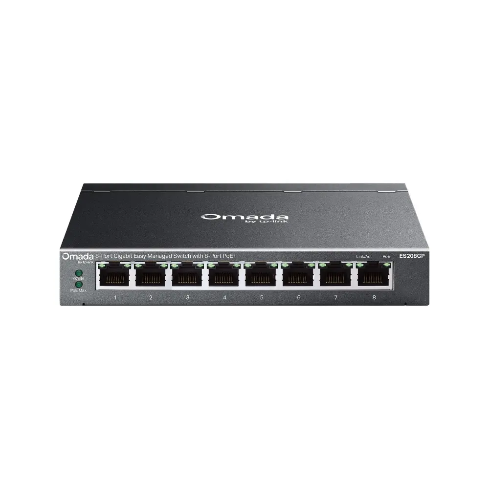 Omada 8-Port Gigabit Easy Managed Switch with 8-Port PoE+ ES208GP