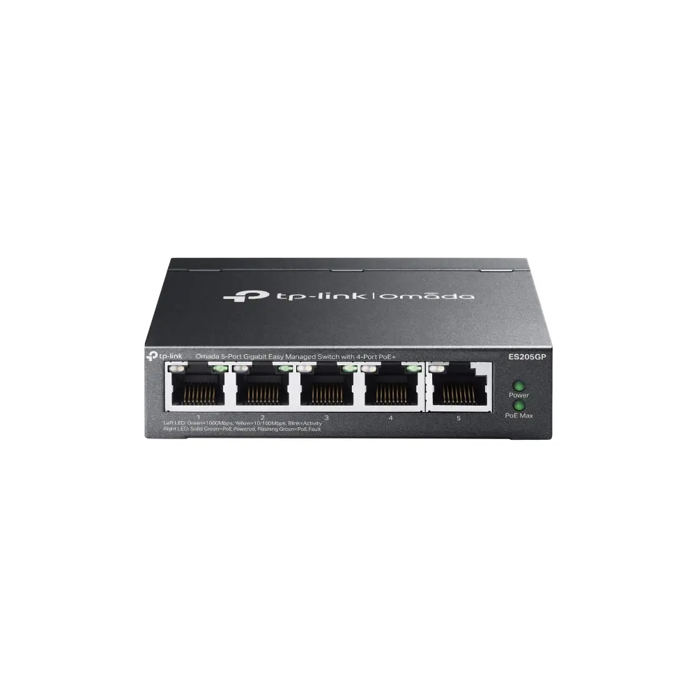 Omada 5-Port Gigabit Easy Managed Switch with 4-Port PoE+ ES205GP